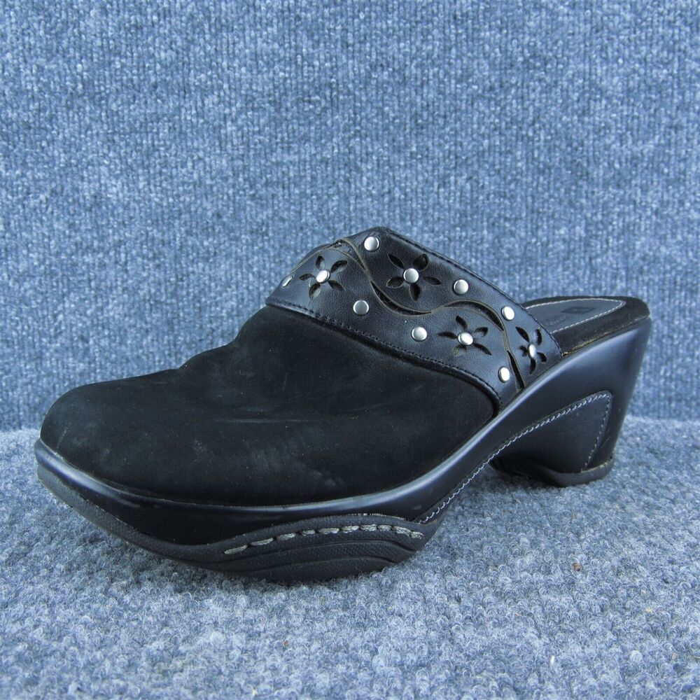 White Mountain Milady Women Mule Shoes Black Leather Slip On Size 7 Medium